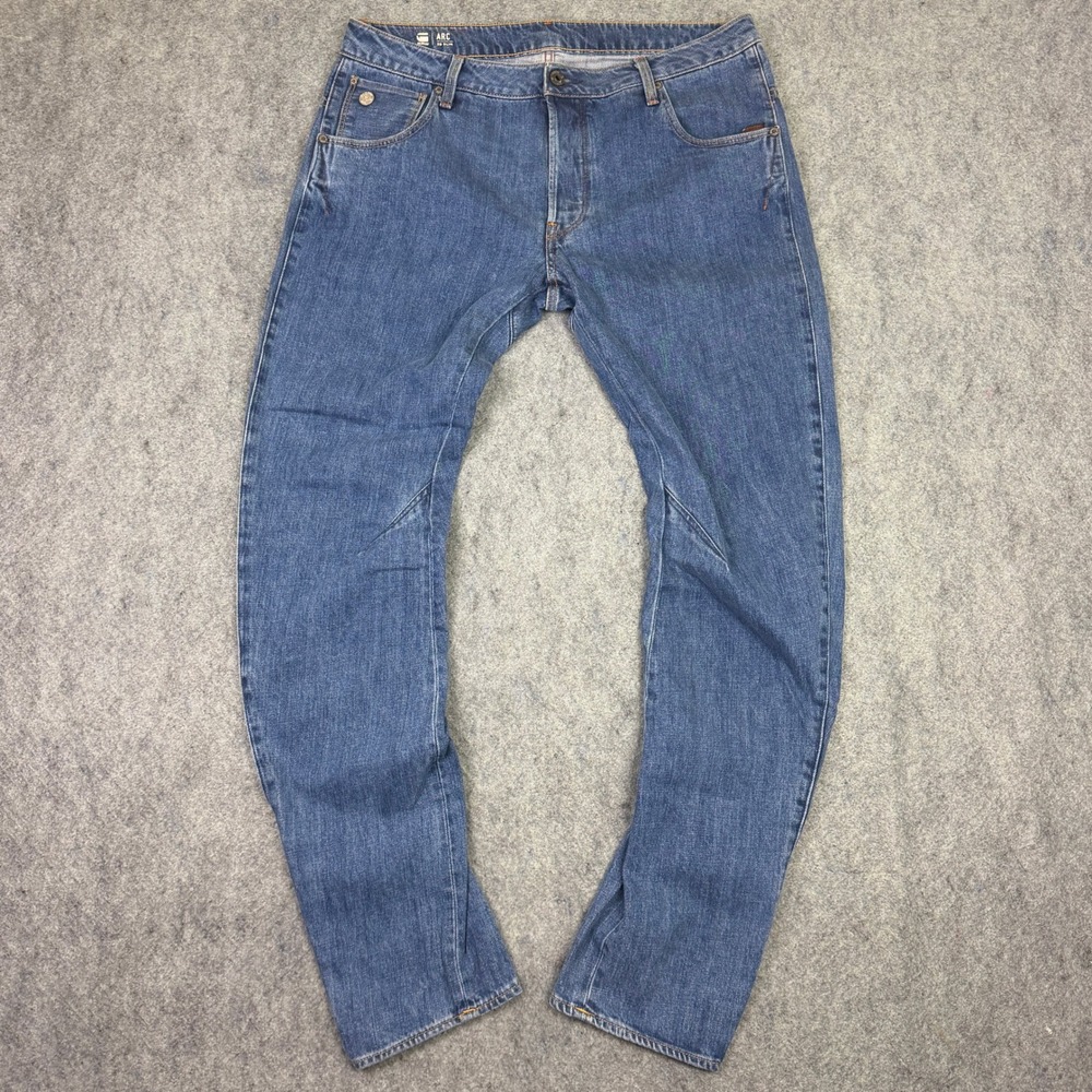 G-Star RAW Arc 3D Slim Jeans Mens 33x32 Blue Medium Wash Twisted Leg Denim